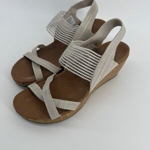 Skechers Beverlee High Tra Natural Wedge Sandals 31723 Womens Size 9 Cork